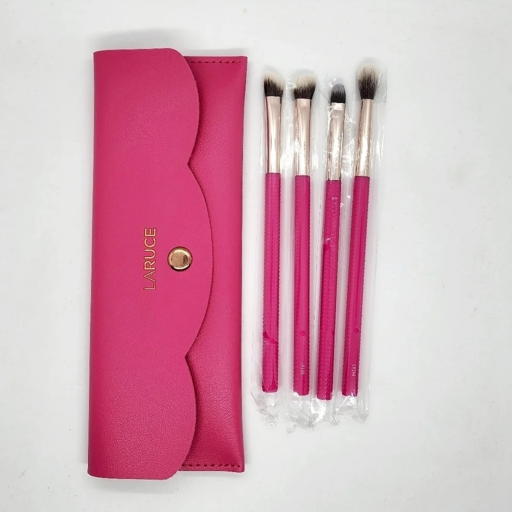 LARUCE Beauty Kayla 4 Piece Hot Pink Eye Makeup Brush Set